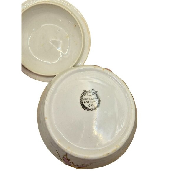 Wheeling Pottery Vase & Covered Dish Set Hand-Painted Floral Porcelain JJ3678 - Picture 9 of 12